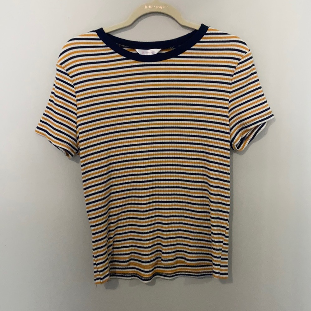 No Boundaries - Blue/Yellow/White Striped Shirt
